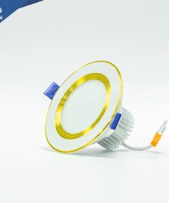 Đèn LED âm trần chống chói đế dày 9W viền vàng-Ba màu