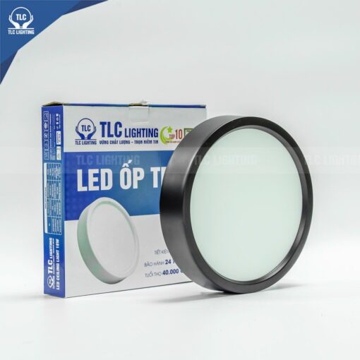 Đèn LED ốp trần 18W dạng tròn vỏ đen – Ba màu