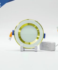 Đèn LED âm trần chống chói đế mỏng 7W viền vàng – Ba màu